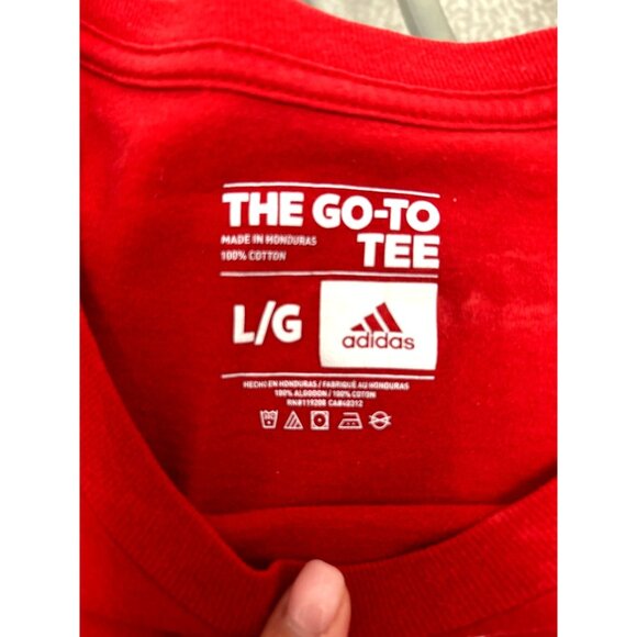 Adidas Mens Red Short Sleeve Logo T-Shirt L - Picture 3 of 8